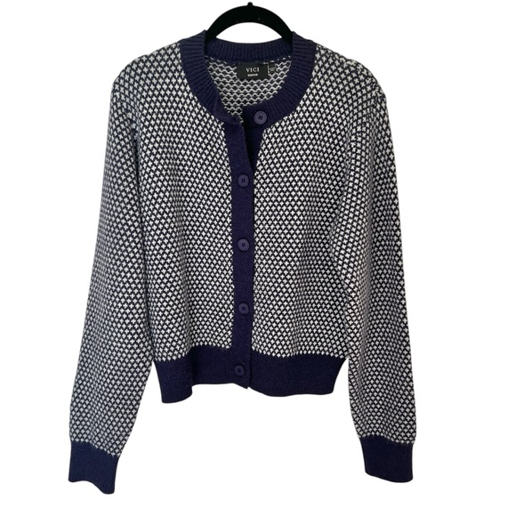 NEW Vici Navy Spot On Cardigan M - Picture 2 of 5
